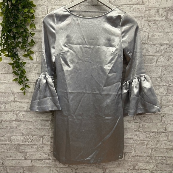 Armani Exchange shirt dress women’s size‎ 0 silver metallic flare sleeves NWOT - Picture 1 of 7